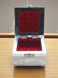 Sigaram 4x4 Inch Wooden Silver Plated Pooja Box for Home Temple Pooja Decor K5175