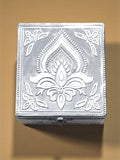 Sigaram 4x4 Inch Wooden Silver Plated Pooja Box for Home Temple Pooja Decor K5175