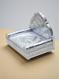 Sigaram 6x4 Inch Wooden Silver Plated Simhasan for Home God Idols Simhasan K5176