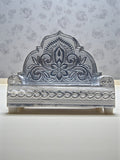 Sigaram 6x4 Inch Wooden Silver Plated Simhasan for Home God Idols Simhasan K5176