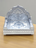Sigaram 6x4 Inch Wooden Silver Plated Simhasan for Home God Idols Simhasan K5176
