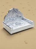 Sigaram 8x5 Inch Wooden Silver Plated Simhasan for Home Pooja God idols Simhasan K5177
