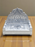 Sigaram 8x5 Inch Wooden Silver Plated Simhasan for Home Pooja God idols Simhasan K5177