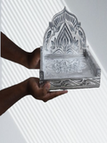 nail for Sigaram-GS-7x10I-Simhasan-Silvr-350-K5178 Sigaram 7x10 Inch Wooden Silver Plated Simhasan for Home Pooja God Idols Simhasan K5178
