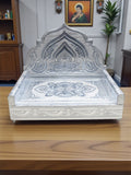 Sigaram 8x12 Inch Wooden Silver Plated Simhasan for Home & Temple Pooja God idols Simhasan K5179