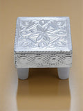 Sigaram 2x2 Inch Wooden Silver Plated Patiya/Chowki for Home & Temple Pooja Decor K5180