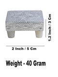 Sigaram 2x2 Inch Wooden Silver Plated Patiya/Chowki for Home & Temple Pooja Decor K5180