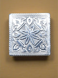 Sigaram 2x2 Inch Wooden Silver Plated Patiya/Chowki for Home & Temple Pooja Decor K5180