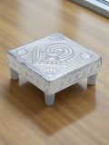 Sigaram 3x3 Inch Wooden Silver Plated Patiya/Chowki for Home & Temple Pooja Deco K5181