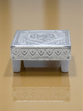 Sigaram 3x3 Inch Wooden Silver Plated Patiya/Chowki for Home & Temple Pooja Deco K5181