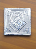 Sigaram 3x3 Inch Wooden Silver Plated Patiya/Chowki for Home & Temple Pooja Deco K5181