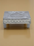 Sigaram 4x4 Inch Wooden Silver Plated Patiya/Chowki for Home & Temple Pooja Decor K5182
