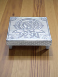 Sigaram 5x5 Inch Wooden Silver Plated Pooja Chowki / Patiya for Home Pooja Decor K5183