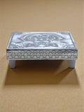 Sigaram 5x5 Inch Wooden Silver Plated Pooja Chowki / Patiya for Home Pooja Decor K5183