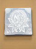 Sigaram 5x5 Inch Wooden Silver Plated Pooja Chowki / Patiya for Home Pooja Decor K5183