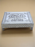 Sigaram 6x6 Inch Wooden Silver Plated Pooja Chowki / Patiya for Home Pooja Decor K5184