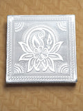 Sigaram 6x6 Inch Wooden Silver Plated Pooja Chowki / Patiya for Home Pooja Decor K5184