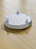 Sigaram 4x4 Inch Wooden Silver Plated Round Patli/Chowki for Home Pooja Decor K5185