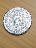 Sigaram 4x4 Inch Wooden Silver Plated Round Patli/Chowki for Home Pooja Decor K5185