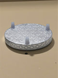 Sigaram 5x5 Inch Wooden Silver Plated Round Patli/Chowki for Home Pooja Decor K5186