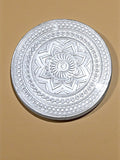 Sigaram 5x5 Inch Wooden Silver Plated Round Patli/Chowki for Home Pooja Decor K5186