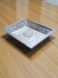 Sigaram 10x7.5 Inch Wooden Silver Plated Pooja Tray for Wedding Return Gifts K5187