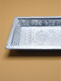 Sigaram 10x7.5 Inch Wooden Silver Plated Pooja Tray for Wedding Return Gifts K5187