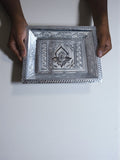 Sigaram 10x7.5 Inch Wooden Silver Plated Pooja Tray for Wedding Return Gifts K5187