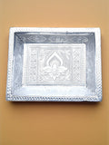 Sigaram 10x7.5 Inch Wooden Silver Plated Pooja Tray for Wedding Return Gifts K5187
