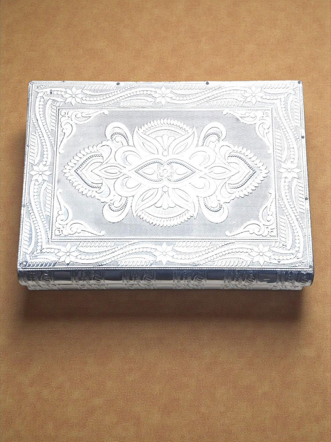 Sigaram 11x8 Inch Wooden Silver Plated Zavesi Jewelry Box for Wedding Gifts K5189