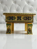Sigaram 8x8 Inch Gold Plated Wooden Bajot Chowki for Home & Temple Pooja Decor K5191