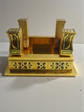 Sigaram 8x8 Inch Gold Plated Wooden Bajot Chowki for Home & Temple Pooja Decor K5191