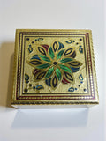 Sigaram 8x8 Inch Gold Plated Wooden Bajot Chowki for Home & Temple Pooja Decor K5191