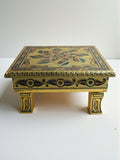Sigaram 10x10 Inch Gold Plated Wooden Bajot Chowki for Home Pooja Decor K5192