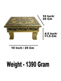 Sigaram 10x10 Inch Gold Plated Wooden Bajot Chowki for Home Pooja Decor K5192