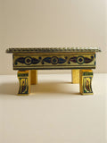Sigaram 10x10 Inch Gold Plated Wooden Bajot Chowki for Home Pooja Decor K5192