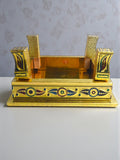 Sigaram 10x10 Inch Gold Plated Wooden Bajot Chowki for Home Pooja Decor K5192