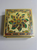 Sigaram 10x10 Inch Gold Plated Wooden Bajot Chowki for Home Pooja Decor K5192