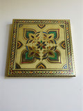 Siaram 12x12 Inch Gold Plated Wooden Bajot Chowki for Home Pooja Decor K5193