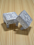 Sigaram 2x2 Inch Silver Plated Wooden Chowki/Patiya for Home & Temple Pooja Decor K5195