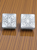 Sigaram 2x2 Inch Silver Plated Wooden Chowki/Patiya for Home & Temple Pooja Decor K5195