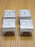 Siaram 2x2 Inch Silver Plated Wooden Chowki & Patiya for Home & Temple Pooja Decor K5196