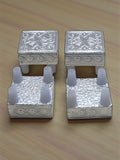 Siaram 2x2 Inch Silver Plated Wooden Chowki & Patiya for Home & Temple Pooja Decor K5196