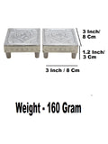 Sigaram 3x3 Inch Silver Plated Wooden Patiya / Chowki For Home & Temple Pooja Decor K5198