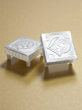 Sigaram 3x3 Inch Silver Plated Wooden Patiya / Chowki For Home & Temple Pooja Decor K5198