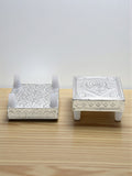 Sigaram 3x3 Inch Silver Plated Wooden Patiya / Chowki For Home & Temple Pooja Decor K5198