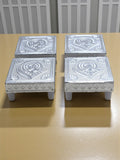 Sigaram 3x3 Inch Silver Plated Wooden Patiya / Chowki For Home & Temple Pooja Decor K5199