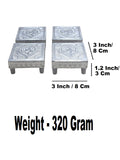 Sigaram 3x3 Inch Silver Plated Wooden Patiya / Chowki For Home & Temple Pooja Decor K5199