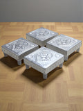 Sigaram 3x3 Inch Silver Plated Wooden Patiya / Chowki For Home & Temple Pooja Decor K5199