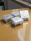 Sigaram 3x3 Inch Silver Plated Wooden Patiya / Chowki For Home & Temple Pooja Decor K5199